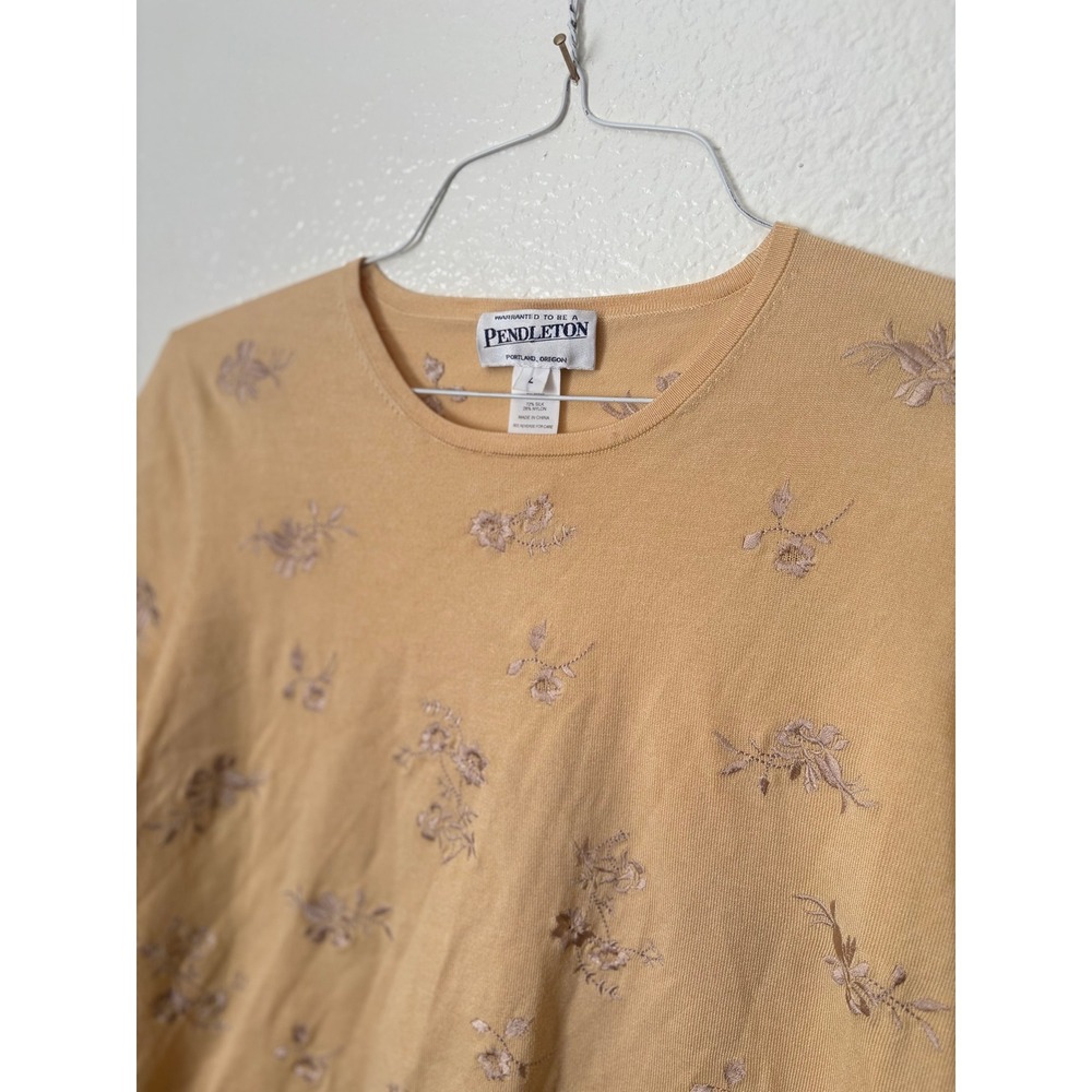 VNTG Pendleton Silk Floral Embroidered Top Cottagecore Western Boho Indie Garden